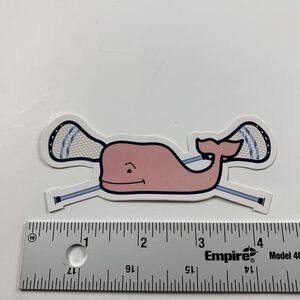 Vineyard Vines One Size Pink Decorative Sports Lacrosse Sticks Whale LAX Sticker